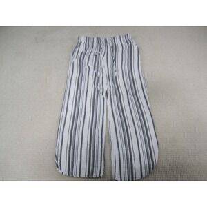 Four Dreamers Pants Medium Gray White Stripes Straight Leg Pull On Drawstring‎